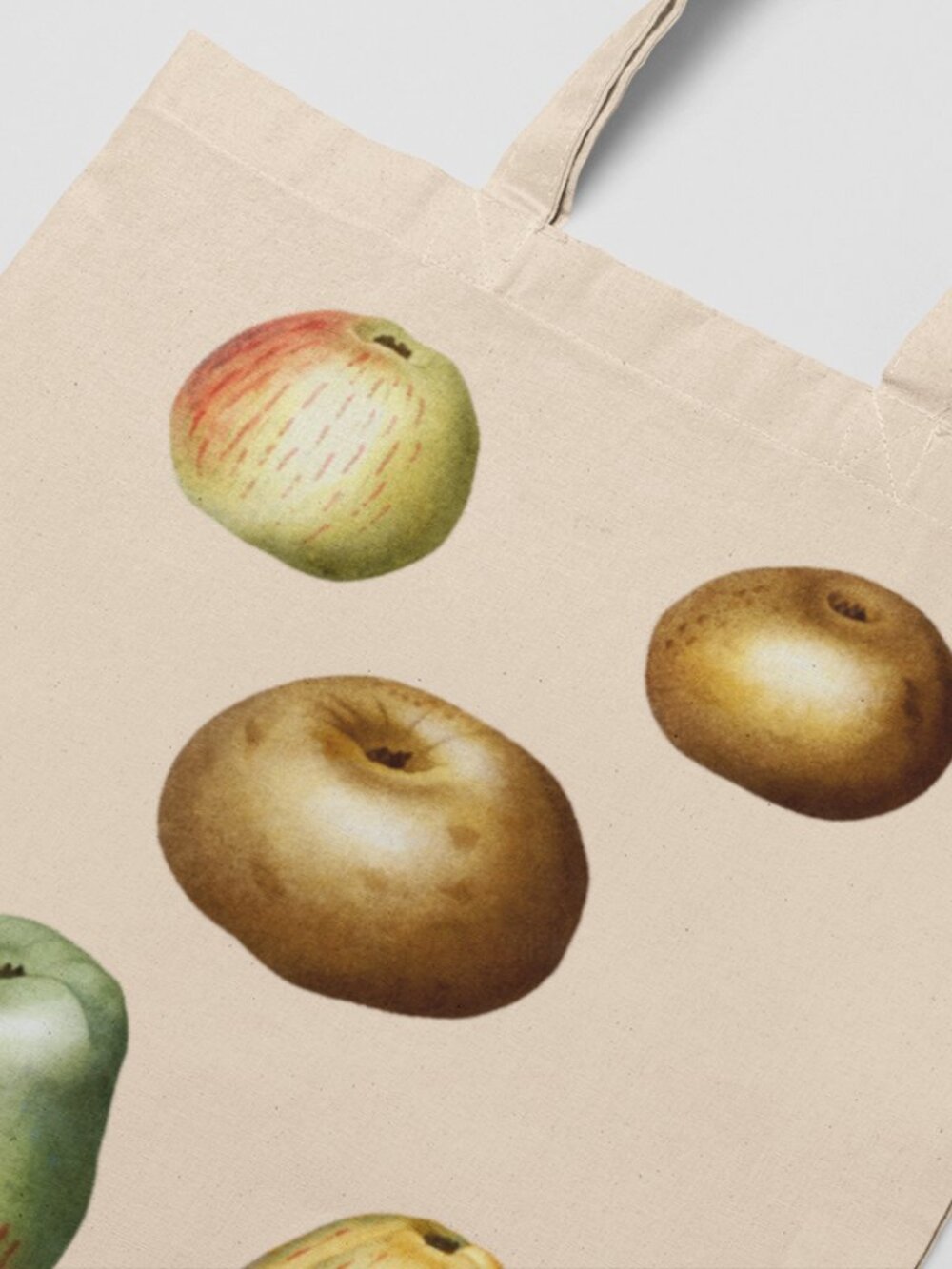 Apple Vintage Botanical Print Graphic Canvas Tote Bag - Picture 3 of 5